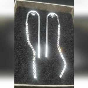 Crystal And Slivertone Dangle Earrings